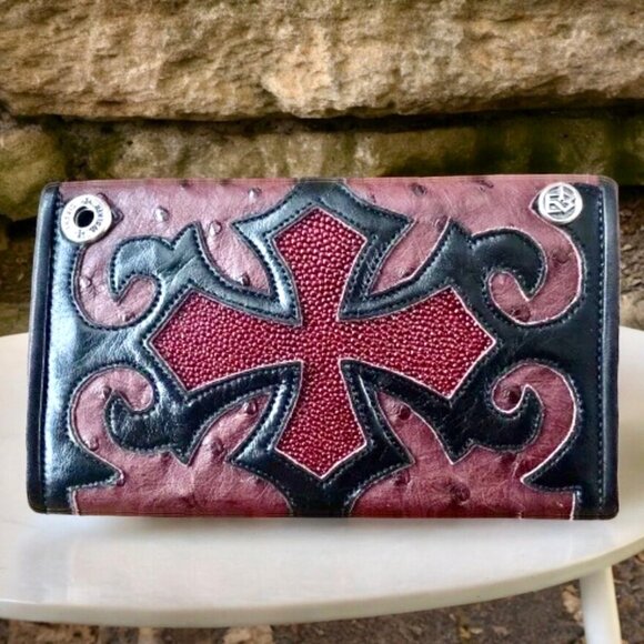 Travis Walker Vintage 90's Exotic Leathers Wallet Cross Design - Picture 7 of 16